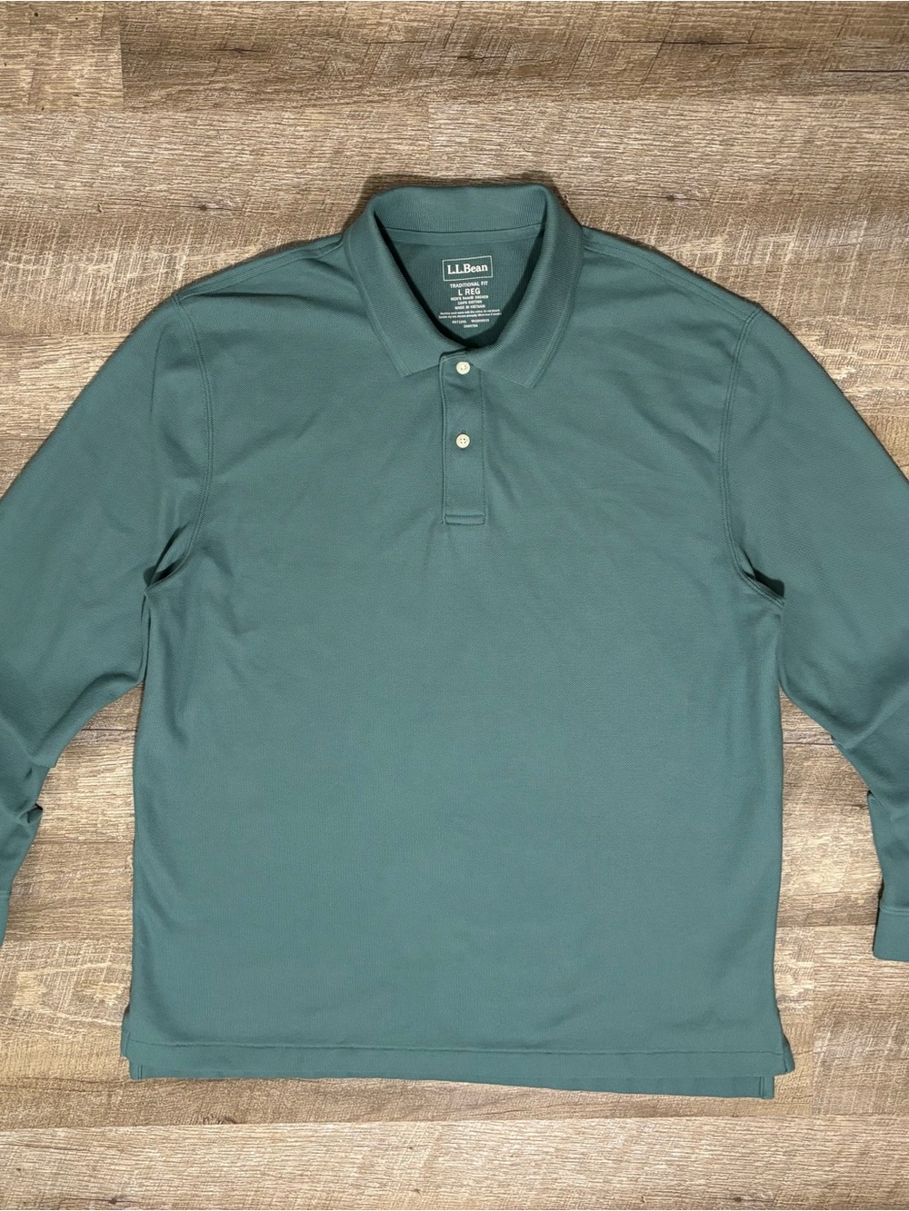 L.L. Bean Rugby Shirt Mens L Teal Heavy Cotton Long Sleeve Polo